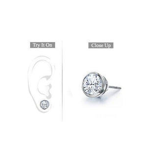 Mens Platinum : Bezel Set Round Diamond Stud Earring - 1.00 CT. TW.