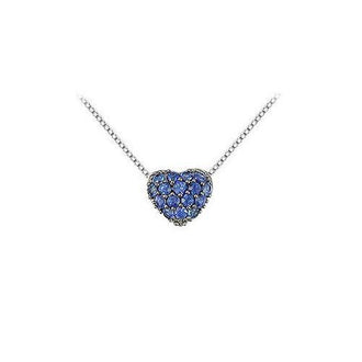 Blue Sapphire Pendant : 14K White Gold - 0.50 CT TGW