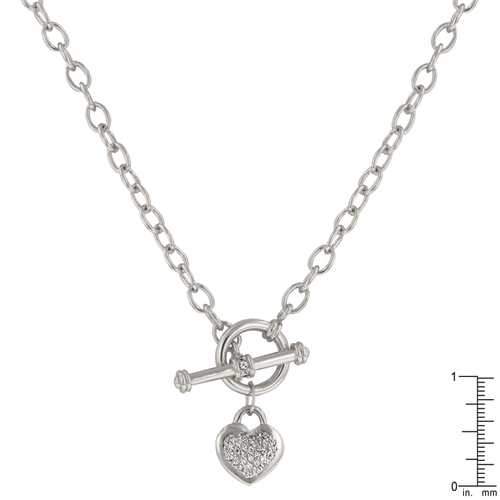 Toggle Pave Heart Necklace