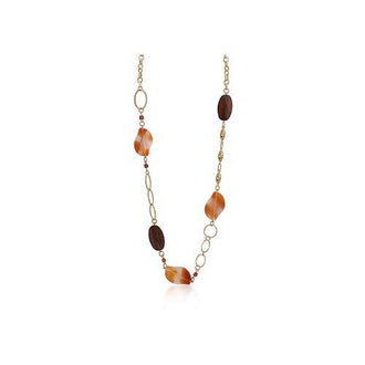 Gold Chain Necklace With Warm Colored Stones