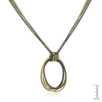 Two-tone Finish Multi-Chain Oval Hoop Necklace