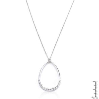 Rhodium Plated Crystal Teardrop Necklace