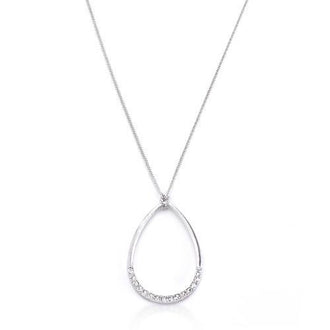 Rhodium Plated Crystal Teardrop Necklace