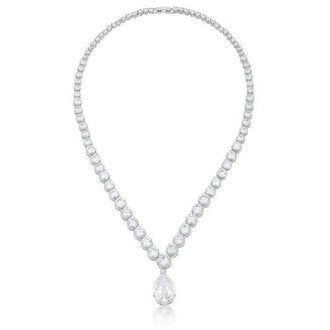 Bejeweled Cubic Zirconia Pear Drop Necklace