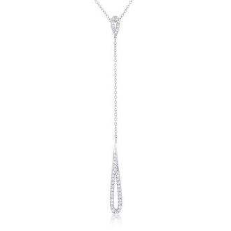 Chrisette 0.4ct CZ Rhodium Classic Drop Lariat Necklace