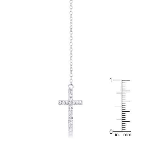 Miranda 0.3ct CZ Rhodium Classic Lariat Cross Necklace