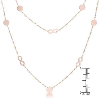 Krystal Rose Gold Stainless Steel Infinity Station Layer Necklace