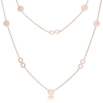 Krystal Rose Gold Stainless Steel Infinity Station Layer Necklace