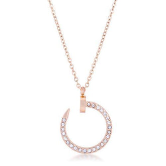 Cathy 0.2ct CZ Rose Gold Stainless Steel Drop Nail Necklace