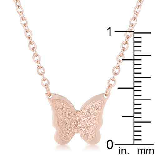 Breanne Rose Gold Stainless Steel Rose Gold Butterfly Necklace