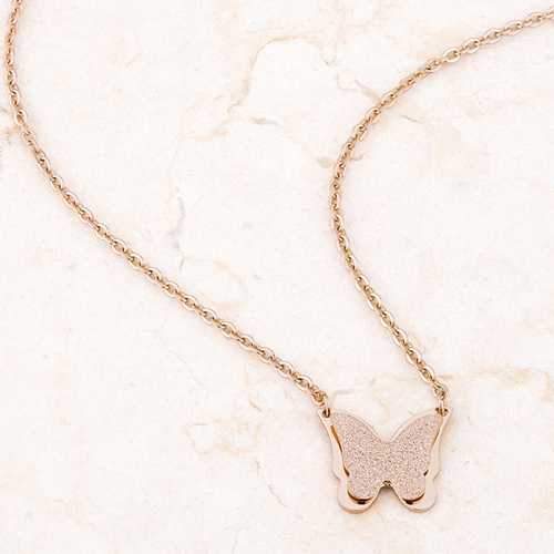 Breanne Rose Gold Stainless Steel Rose Gold Butterfly Necklace