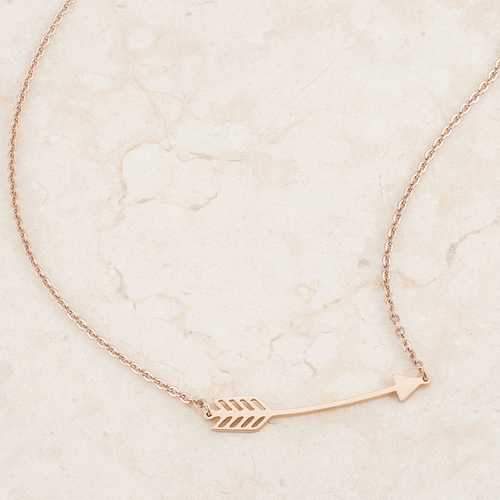 Arianna Rose Gold Stainless Steel Arrow Necklace