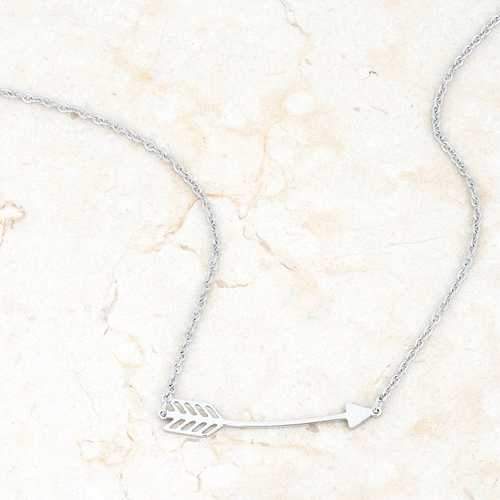 Arianna Rhodium Stainless Steel Arrow Necklace