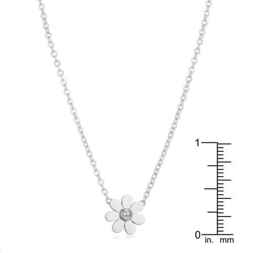 Daisy Rhodium Delicate White Floral Necklace