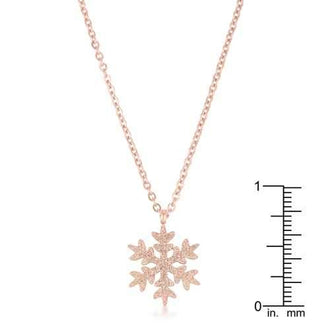 Jenna Rose Gold Stainless Steel Rose Gold Snowflake Necklace