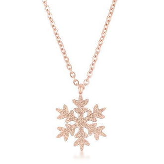 Jenna Rose Gold Stainless Steel Rose Gold Snowflake Necklace