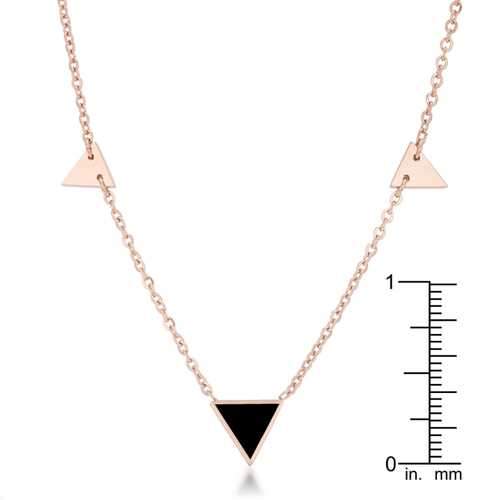 Trin Rose Gold Stainless Steel Delicate Stationary Triangle Necklace