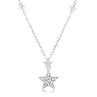 .32Ct Rhodium Star Necklace with Shimmering CZ