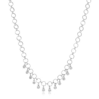 1.32 Ct Stunning Rhodium Necklace with CZ Charms