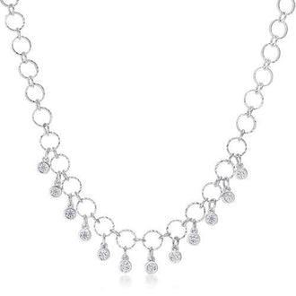 1.32 Ct Stunning Rhodium Necklace with CZ Charms