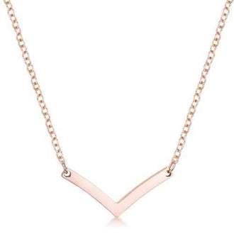 Stainless Steel Rose Goldtone Chevron Necklace