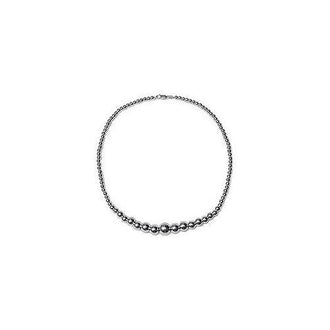 14K White Gold Graduating Bead Necklace