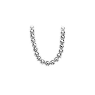 14K White Gold 10mm Bead Necklace