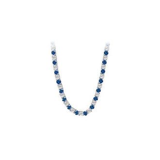 14K White Gold Sapphire & Diamond Eternity Necklace 16.00 CT TGW