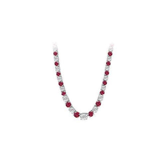 14K White Gold Ruby & Diamond Eternity Necklace 17.00 CT TGW