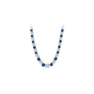 14K White Gold Sapphire & Diamond Eternity Necklace 17.00 CT TGW