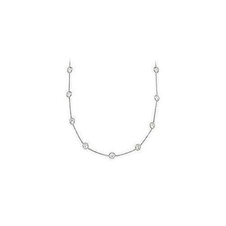 Cubic Zirconia Necklace : 14K White Gold - 5.00 CT TGW