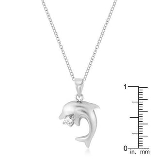 Matte Rhodium Dolphin Pendant