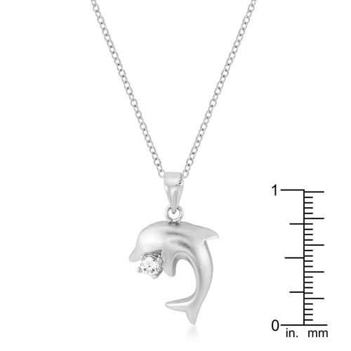 Matte Rhodium Dolphin Pendant