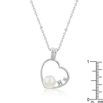 Pearl Cubic Zirconia Heart Pendant