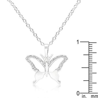 Cubic Zirconia Butterfly Pendant Necklace