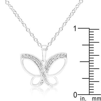 Dainty Butterfly Cubic Zirconia Pendant Necklace