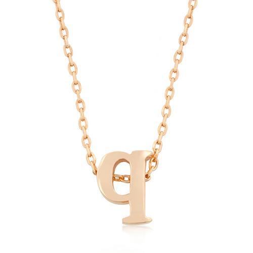 Rose Gold Finish Intiial Q Pendant