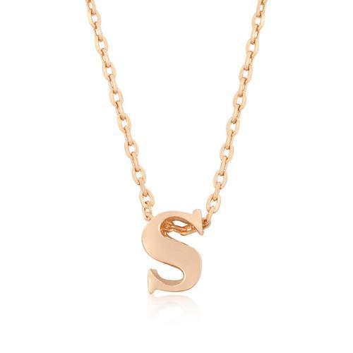 Rose Gold Finish Initial S Pendant