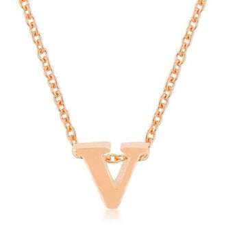 Rose Gold Finish Initial V Pendant