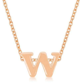 Rose Gold Finish Initial W Pendant