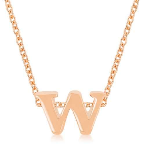 Rose Gold Finish Initial W Pendant