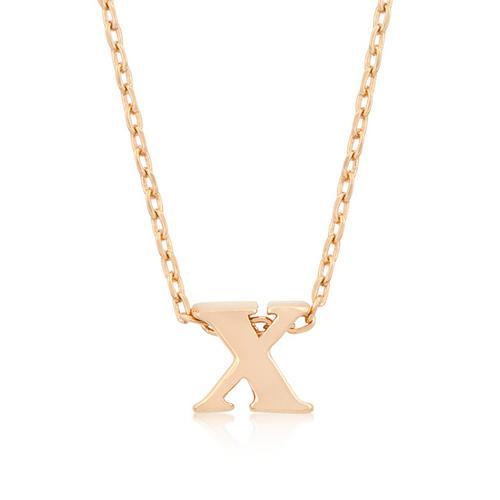 Rose Gold Finish Initial X Pendant