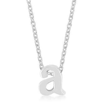 Rhodium Plated Finish Initial A Pendant