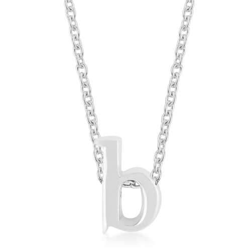 Rhodium Plated Finish Initial B Pendant