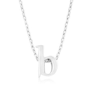 Rhodium Plated Finish Initial B Pendant