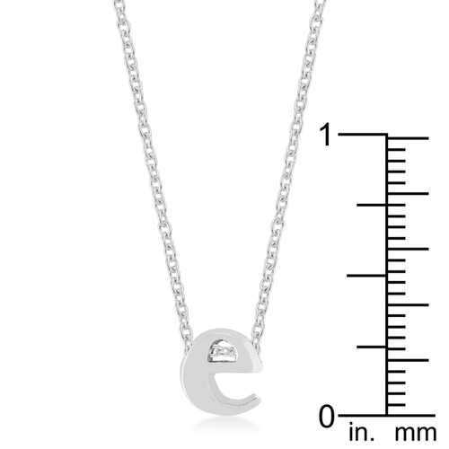 Rhodium Plated Finish Initial E Pendant