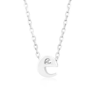 Rhodium Plated Finish Initial E Pendant