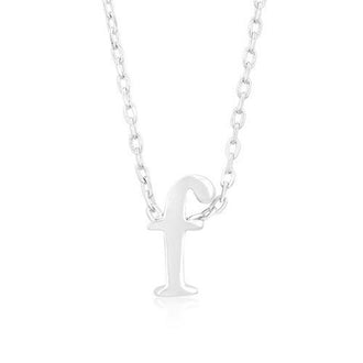 Rhodium Plated Finish Initial F Pendant