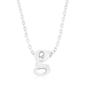 Rhodium Plated Finish Initial G Pendant