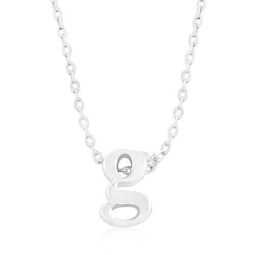 Rhodium Plated Finish Initial G Pendant